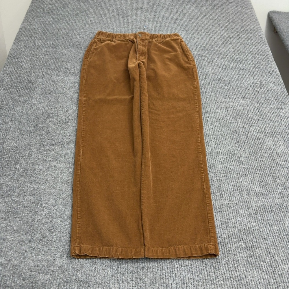 Vintage Scandia Woods Pants Mens 36L Brown Cotton Corduroy Elastic Waist Casual